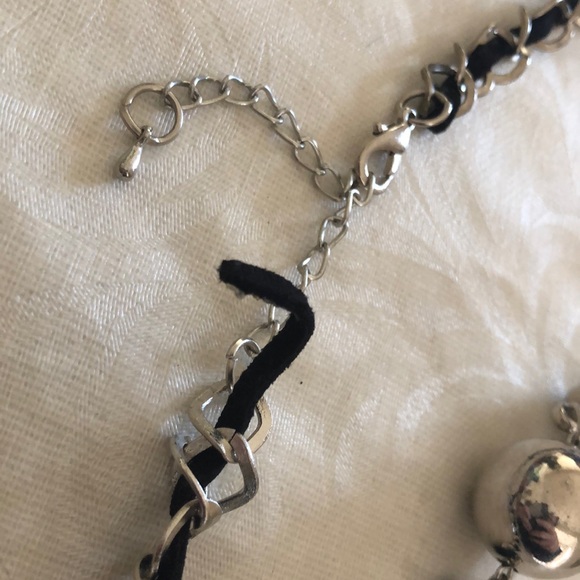 multi strand black color and silver tone necklace - Picture 8 of 13